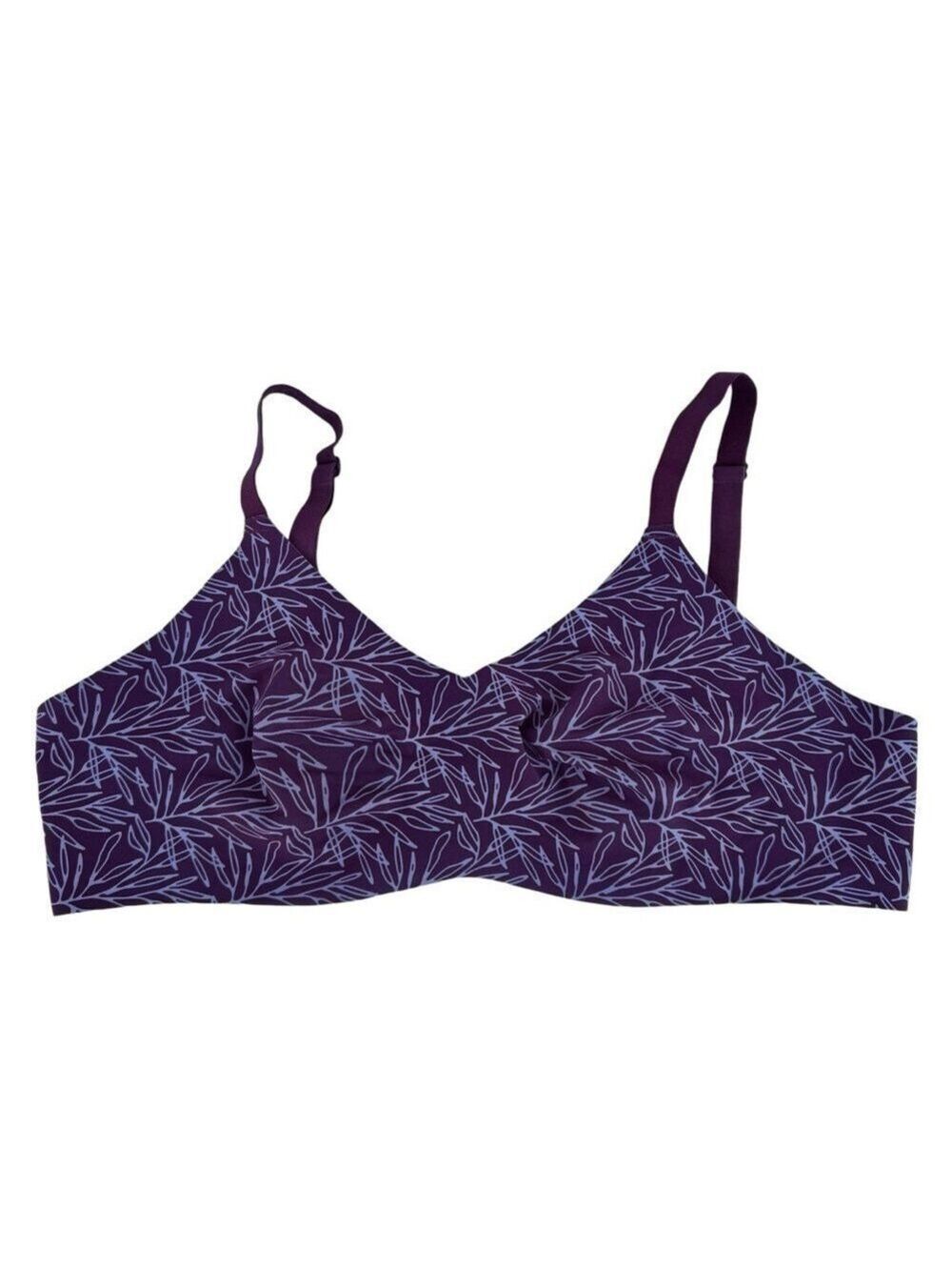 Knix Evolution Wireless V-Neck Bra Sz 3 Purple Pink Floral Seamless No Pads EUC